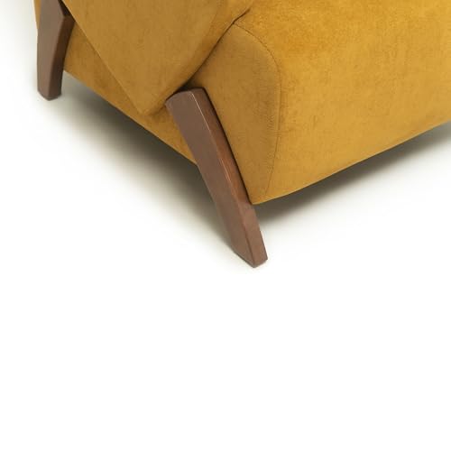 33" Velvet Fabric Modern Comfort Lazy Cloud Chair, Upholstered Deep Seat Single Sofa with Birch Legs, Fashion Lounge Chair with Slim Design for Living Room, Brown Yellow - color: Brown Yellow