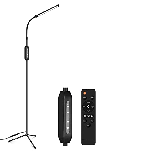 EBEST Led Floor Lamp with Remote LED lamp lash Light for Eyelash Extensions Craft Task Lamps Floor Standing Light Gooseneck Dimmable Reading lamp Eyelash Lamp for Lashes Makeup - color: Black - YK