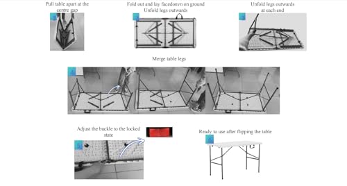 4 ft HDPE Folding Table with Carry Handle, Frame Locks, 330 lb Capacity | 24 x 48 x 29 in, alloy steel frame, weather- and scratch-resistant top, compact fold, indoor and outdoor use - size: 4ft Folding Table