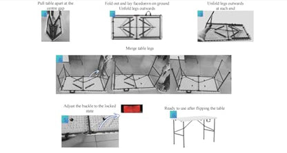 4 ft HDPE Folding Table with Carry Handle, Frame Locks, 330 lb Capacity | 24 x 48 x 29 in, alloy steel frame, weather- and scratch-resistant top, compact fold, indoor and outdoor use - size: 4ft Folding Table