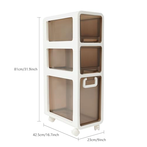 3-Tier Slim Bathroom Storage Cabinet,Narrow Floor Cabinets with Drawers and Wheels,Rolling Narrow Organizer for Small Spaces,Kitchen,Laundry,9”W - size: 3-Tier-9”W