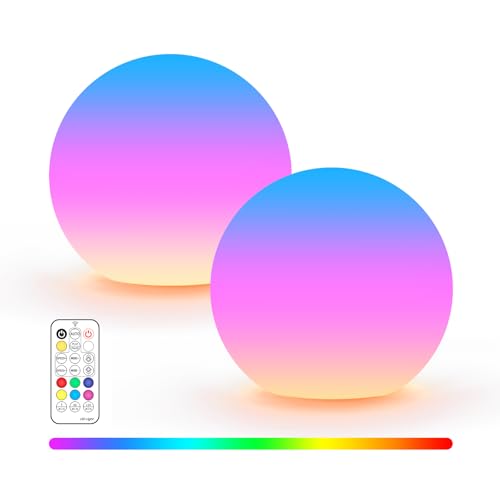 LOFTEK 3-inch Rechargeable LED Ball Lights, Glowing Sphere Lights w/Remote | 18 Modes, 11 Colors, RGB Mood Lighting, IP65 Waterproof Floating Pool Light for Bathroom, Patio, Home Decor, Kid's Gift - size: 3-inch (2 Pack)