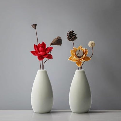 Modern Small Flower Vases 8 Pack - Ceramic, White - color: 8 Pack White - Style 11