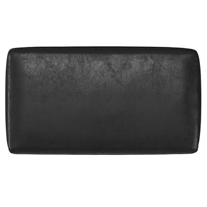 SIMPLIHOME Milltown 27" Wide Vegan Leather Rectangle Ottoman in Black | Distressed black, contemporary ottoman with a cushioned seat for bedroom seating; footstool, footrest or bench. - color: Distressed Black, style: Small Ottoman Bench