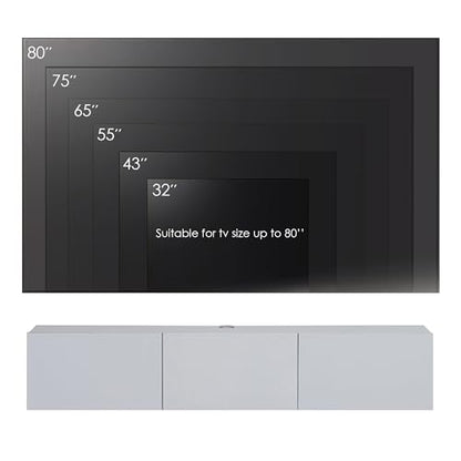 Atelier Mobili White Floating TV Console, Wall Mounted TV Stand for Up to 75 Inch TV, Floating Entertainment Center with Shelf - color: Pure White