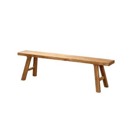Farmhouse Indoor Wooden Living Room Dining Bench, Asian Natural Wood Kitchen Entryway Benc with Armless Design and Short Height, Solid Wood Shoe Bench Entryway Benches (47.2 * 10.2 * 17.7)