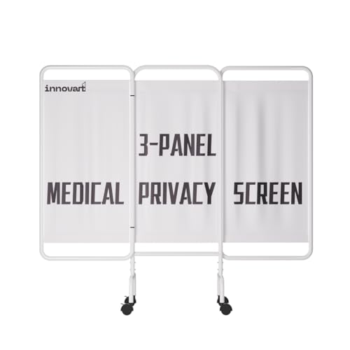 INNOVART 3-Panel Mobile Medical Privacy Screen Room Divider with Wheels, Foldable Flame Retardant Vinyl Room Divider Panels Easy for Storage, Portable Partition Dividers for Hospitals, Clinics, Salons - size: 79"W x 68"H