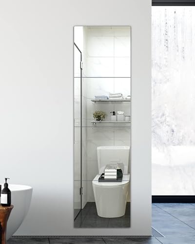quegau Full Length Wall Mirror Tiles, Made of Shatterproof Plexiglass Acrylic (Large 15.5"x 15.5"x 4 Pcs); Non Glass Safety Mirror Great for Baby Kids Playroom, Bedroom, Door, Home Gym - size: 4PCS-15 x15 inches