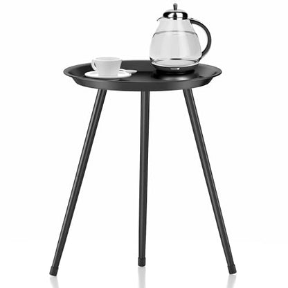 SYQ Small Black Side Table,Modern Round Metal end Table,Simple Circle Accent Table for Outdoor Living Room Bedroom Bathroom Office
