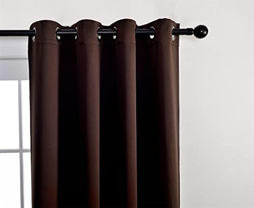 Room Darkening Soild Grommet Window Blackout Curtains Two Panels for Bedroom 52x95 Inch Chocolate, Bonus 2 Tie Backs Included - color: Chocolate, size: 52"W x 95"L (Pack of 2)