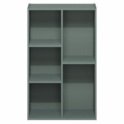 Furinno LUDER Book Shelf, 5-Cube Bookshelf, Reversible Bookcase, 9.4 x 19.5 x 31.5, Easy Assembly, for Living Room, Bedroom, Home Office, Sage Green - color: Sage Green, size: 5-Cube