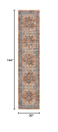 Bsmathom Runner Rug for Hallways Non Slip Washable Boho 2’6”x12 Hallway Low Pile Throw Rugs Vintage Carpet Runners for Entry Way, Kitchen, Laundry Room, Bathroom - color: Brown Red, size: 2'6" x12' (Runner)