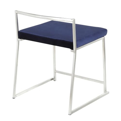 Penau Stackable Dining Chair Set, Blue Velvet, Metal Frame | Blue Velvet Upholstery, Stackable Design, Dining, Office, Vanity Use, Padded Seat, Low Back