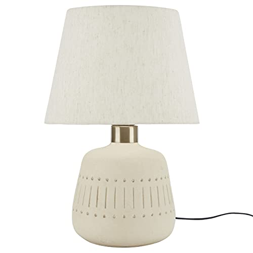 Nourison Home 16" Cream Natural Textured Ceramic Accent Table Lamp, Farmhouse, Boho, for Bedroom, Living Room, End Table, Coffee Table Lamp