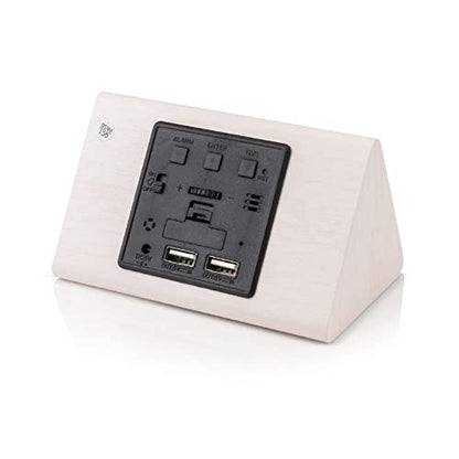 Digital Alarm Clock Wooden Alarm Clock Wood Modern Triangle Alarm Digital Desk Clock, Displays Time Date Temperature Calendar Wood Made Electric Clocks for Bedroom, Bedside - White - color: White