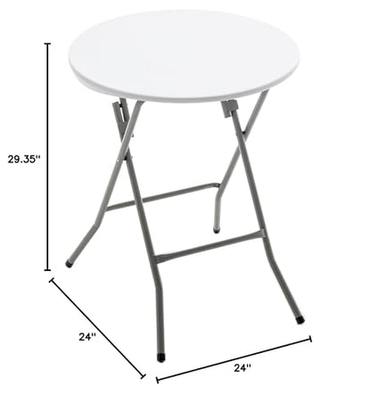 Set of 3, White 24" Round Plastic Folding Table Commercial Portable for Picnic Party Camping Banquet Card Dining Wedding Event Home Kitchen Indoor Outdoor, 30" Height - size: Set of 3