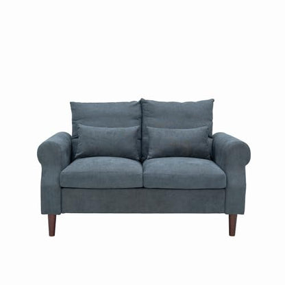 Panana 2 Seater Sofa,Modern Design Rolled Armrest Upholstered Gray Linen Fabric Love Seat Couch,150 x 80 x 80 cm (Gray, 2 Seater) - color: Gray Linen Fabric, size: 2 seater