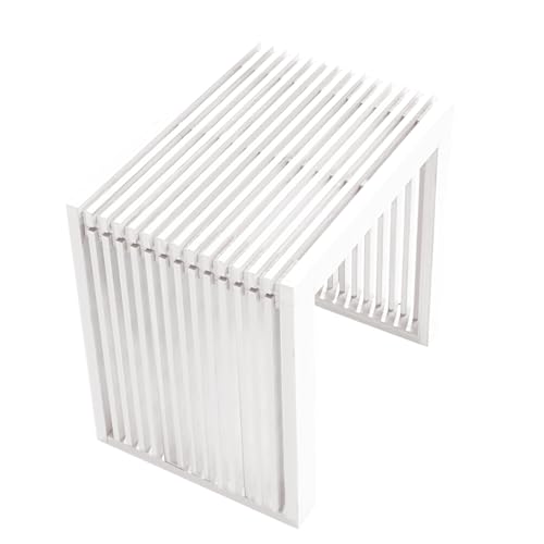 APRTAT Bamboo Dining Bench 17-Inch Indoor Wood Shoe Rack Bench for Entryway | Easy Assemble, Sturdy & Durable,Slatted Design,Versatile Everyday Seating,Living Room Hallway Bedroom Bathroom - color: White, size: Small