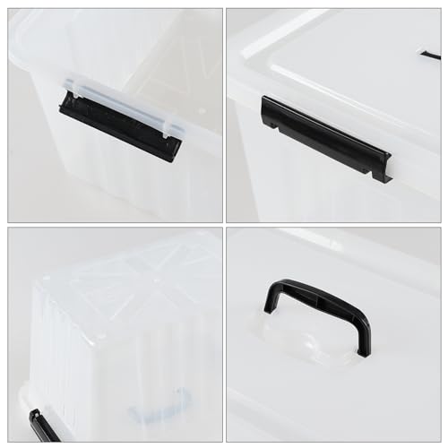 4-Pack Storage Bins with Latch Lids, Clear Plastic Storage Box, 18 L | BPA-Free, See-Through Organizing Solution, Latches, Convenient Top Handle, for Home Office Closet Use - size: 18 L