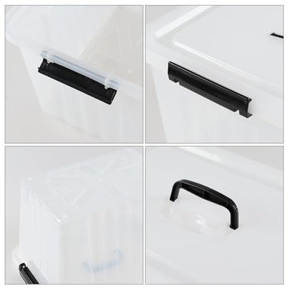 4-Pack Storage Bins with Latch Lids, Clear Plastic Storage Box, 18 L | BPA-Free, See-Through Organizing Solution, Latches, Convenient Top Handle, for Home Office Closet Use - size: 18 L