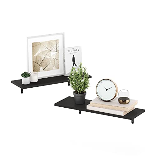 Furinno Rossi Floating Shelves for Wall Set of 6, 23-Inch Wall Shelf, Floating Shelf, Wall Mounted Shelves, for Bathroom, Bedroom, Living Room, Espresso - color: Espresso
