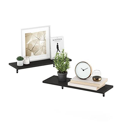 Furinno Rossi Floating Shelves for Wall Set of 6, 23-Inch Wall Shelf, Floating Shelf, Wall Mounted Shelves, for Bathroom, Bedroom, Living Room, Espresso - color: Espresso