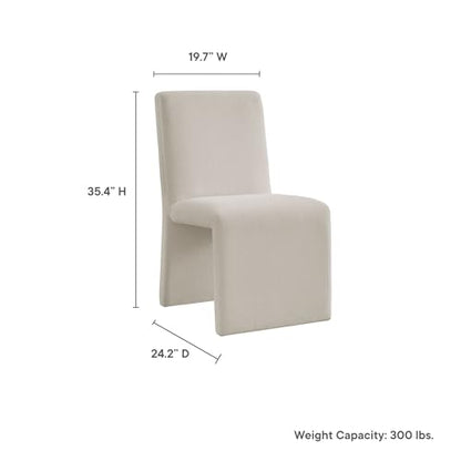 Modway Emory Fabric Slipper Dining Chair in Salt – Upholstered Armless Dining Side Chair – Versatile Modern Accent Chair or Vanity Chair - color: Salt