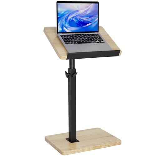 IBUYKE C Shaped Side Table, Angle Adjustable, 360° Swivel Height Adjustable End Table for Small Spaces, for Phone Computer & Tablet, Modern Small Coffee Snack Table for Sofa/Bed, Natural UTVT004R | 360° Swivel Height Adjustable,Side End Table for Small Sp