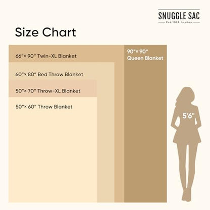 Snuggle Sac Super Soft & Reversible Heather Beige Throw - Oversized Cozy Knit Blanket for Bed, Sofa, Living Room, Twin Size (60x80 Inches) - color: Heather Beige, size: Twin (60"x80")