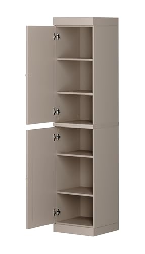 Solid Wood Kitchen Pantry - Narrow Storage Cabinet - Raised Panel Doors, Adjustable Shelves, Beige, 16.5" Wide x 71.5" Tall, 100% Eco-Friendly Wood, Modular Pantry Cabinet Systems - color: Beige, style: Raised Panel Doors