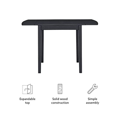 Linon Torino Black Wood 30" Square Drop Leaf Table - 30" X 48" Fully Extended - color: Black