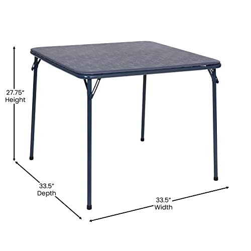EMMA + OLIVER Navy Square Folding Card Table and Chairs Set for 4 Players | Lightweight, Easy Storage, Padded Top - color: Navy