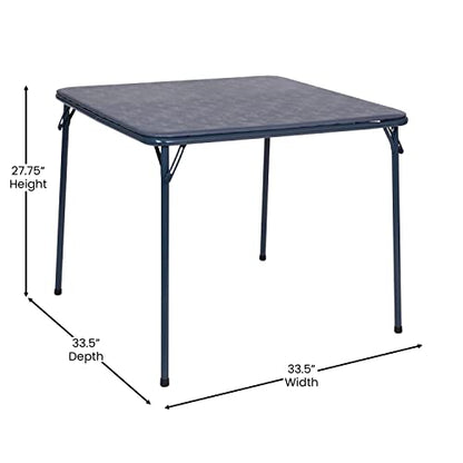 EMMA + OLIVER Navy Square Folding Card Table and Chairs Set for 4 Players | Lightweight, Easy Storage, Padded Top - color: Navy