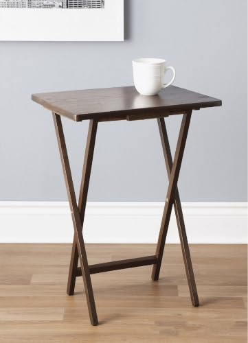 Foldable Rubberwood TV Tray Table, Elegant Walnut Tone – Lightweight Carry-and-Use Design for Living Room, Bedroom or Balcony, Reliable Folding Mechanism for Daily Use