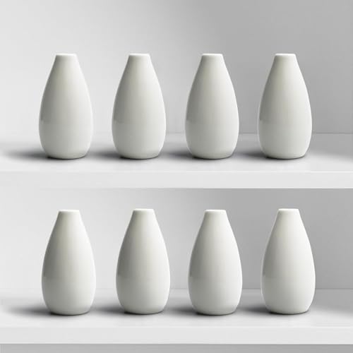 Modern Small Flower Vases 8 Pack - Ceramic, White - color: 8 Pack White - Style 11