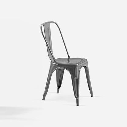 AC Pacific 18 Inch Seat Height Industrial Metal Dining Chairs, Stackable Kitchen or Bar Seat, Durable Modern Design, Versatile Accent Furniture, Set of 2, Grey - color: Grey, size: Set of 2