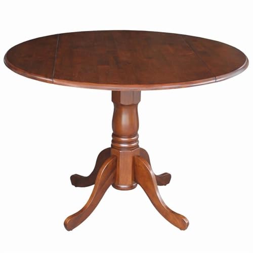 International Concepts 42" Round Dual Drop Leaf Pedestal Table - color: Espresso