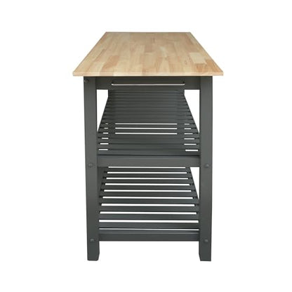 Casual Home Kitchen Island with Solid American Hardwood Top, Slate Gray, 40" W (373-932) - color: Slate Gray