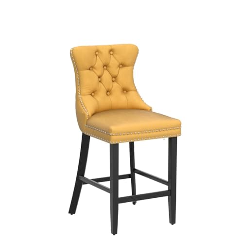 Modern Velvet Upholstered Bar Stools Set of 2 with Wood Legs, Button Tufted,Chrome Nailhead, Counterstool Seat, Armless Bar Chairs (Gold) - color: Gold, size: Set of 2