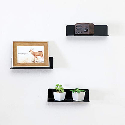 4 PCS Small Acrylic Floating Wall Shelves,9 Inch Adhesive Display Shelf for Nintendo Switch/Smart Speaker/Security Cameras/Action Figures,No Damage Expand Wall Space,Black - color: Black With Adhesive Tape