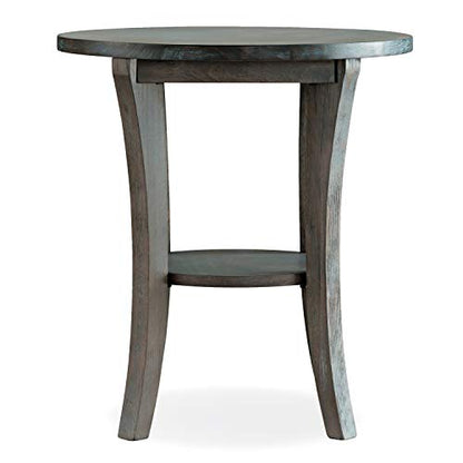 Leick Home 10302-RG Rustic Wire Brushed Driftwood Round Side Table with Shelf, Rustic Gray - color: Rustic Gray