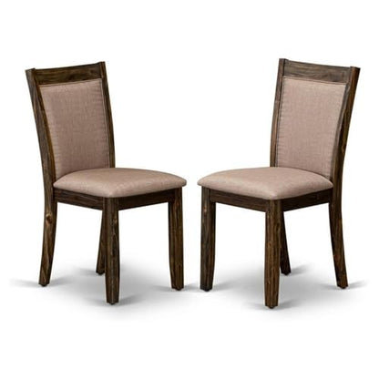 East West Furniture MZC7T16 Monza Parson Dining Chairs - Dark Khaki Linen Fabric Padded Chairs, Set of 2, Distressed Jacobean - color: Mzc7t16