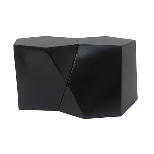 Irregular Nesting Coffee Table Set of 2, Modern Hexagon Side Table, MGO End Table Accent Tables for Living Room Apartment Balcony Office, Black - color: 30.25" Black