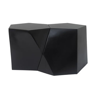 Irregular Nesting Coffee Table Set of 2, Modern Hexagon Side Table, MGO End Table Accent Tables for Living Room Apartment Balcony Office, Black - color: 30.25" Black