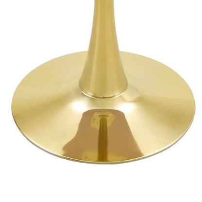 23.6" Round Dining Table, Mid-Century Modern Tulip Table with Thickened Tabletop & Metal Pedestal, Circle Bistro Table for Kitchen, Small Places, Apartments, Cafe - color: Grey Gold, size: 23.6" dining table