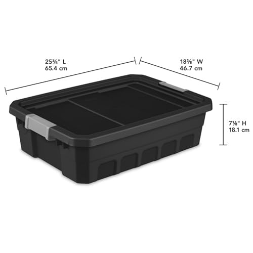 Sterilite 6-Pack 10 Gallon Stacker Tote, Rugged Plastic Storage for Home Organization, Black - Stackable Organizer Bins with Recessed Lid & Heavy-Duty Latches for Closet, Basement, Garage and Attic - size: 10 Gallon, style: 6 Pack