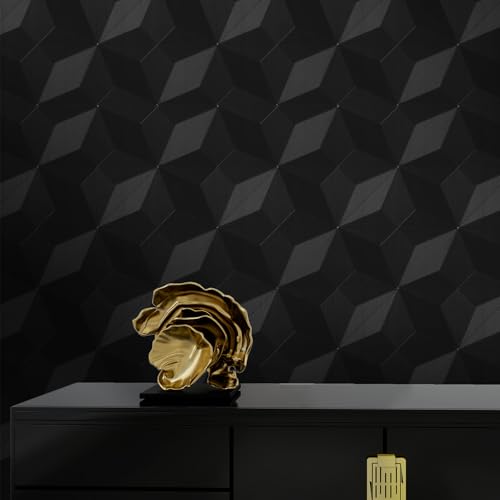 3D Peel and Stick Wallpaper,Black Wallpaper, Contact Paper 15.7'' X 118'' | Removable Wall Paper Modern Geometric Wallpaper Self Adhesive for Countertop Furniture Kitchen Wall - color: Black 3D Octagonal, size: 15.7" x 118"
