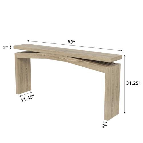 63 Inch Console Table for Entry Way Modern, Light Tan Wood | Farmhouse Entrance Tables Narrow Long, Wooden Couch Table Behind Sofa for Entryway, Living Room - color: Light Tan Wood