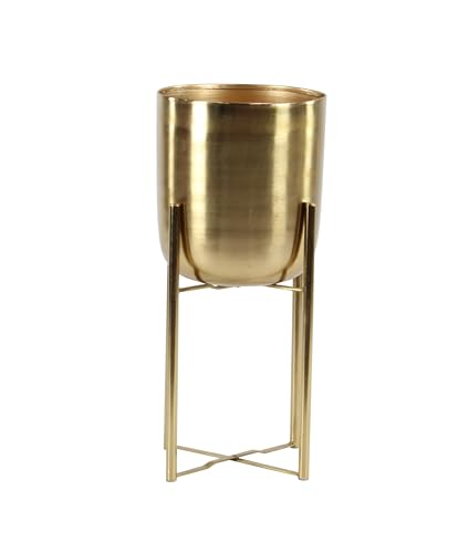 CosmoLiving by Cosmopolitan Metal Dome Planters, Set of 2, 19", 22"H, Gold | Large planter pots with removable plant stand indoor outdoor use, not watertight