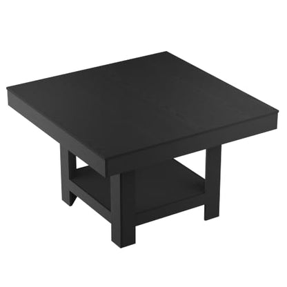 GarveeHome Square Dining Room Table for 4-6 People, Heavy Duty 350Lbs Kitchen Table with 2-Tier Storage, Waterproof Wooden Dinner Table with Sturdy Triangle Legs, Black. - color: Black